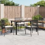 vidaXL 5-delige Tuinset met kussens poly rattan zwart, Tuin en Terras, Tuinsets en Loungesets, 4 zitplaatsen, Nieuw, Tuinset, Verzenden