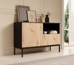 Meubella | Dressoir eiken met zwart 120cm | Opbergkast, 100 tot 150 cm, Verzenden, Nieuw, Industrieel