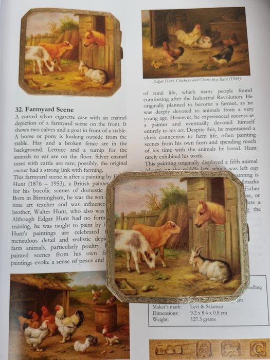 Sigarettendoos - .925 zilver - Zilver emaille etui, Antiek en Kunst, Antiek | Goud en Zilver