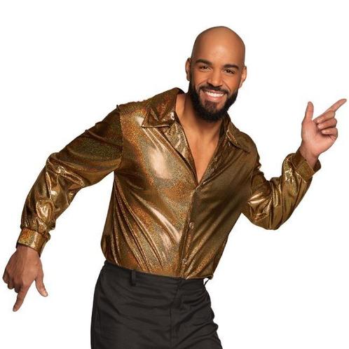 Disco Party Blouse Shiny Goud, Kleding | Heren, Carnavalskleding en Feestkleding, Nieuw, Ophalen of Verzenden