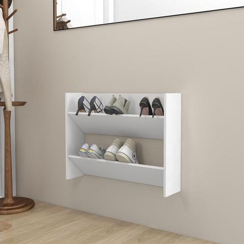 vidaXL Wandschoenenkast 80x18x60 cm bewerkt hout wit, Huis en Inrichting, Kasten | Schoenenrekken, Nieuw, Verzenden