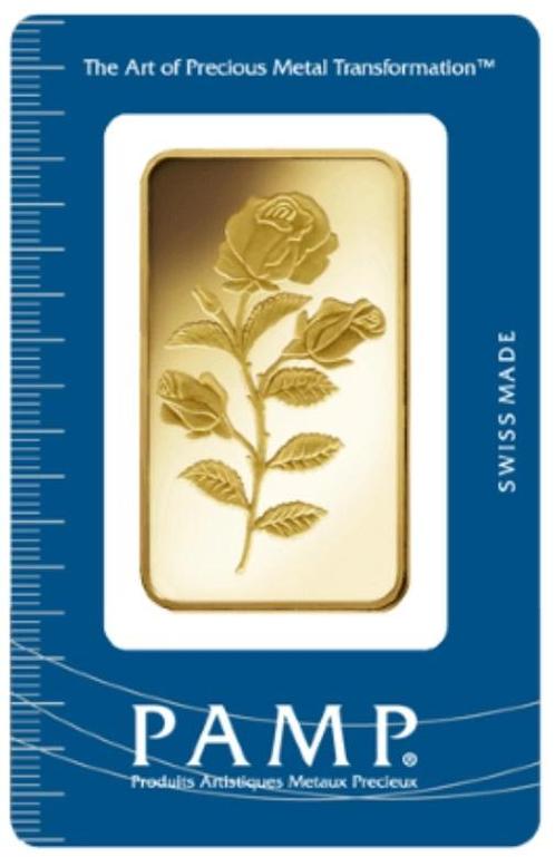100 gram goudbaar - Pamp Suisse - Roos (met certificaat), Postzegels en Munten, Edelmetalen en Baren, Goud, Verzenden