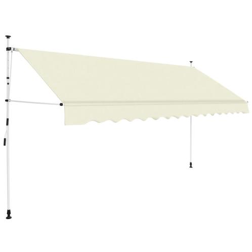vidaXL Luifel handmatig uittrekbaar 400 cm crème, Tuin en Terras, Zonneschermen, Nieuw, Verzenden