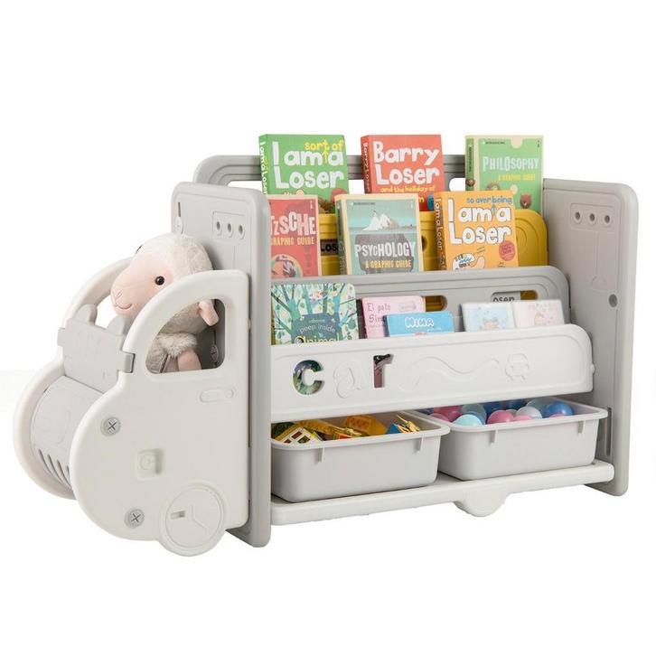 LIVSK Kinderboekenkast - Auto-ontwerp - 3 Niveaus - 2 Opberg, Huis en Inrichting, Kasten | Boekenkasten, Nieuw, Verzenden