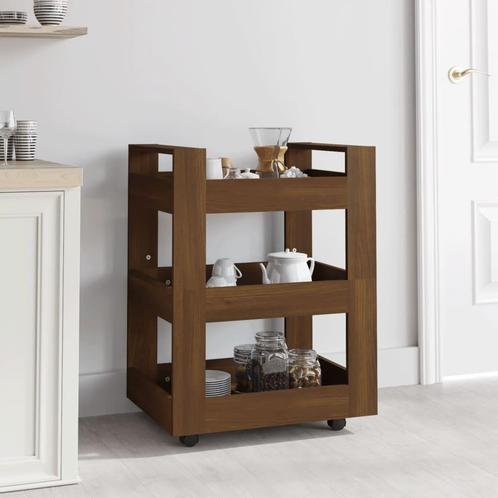 vidaXL Keukentrolley 60x45x80 cm bewerkt hout bruin, Huis en Inrichting, Keuken | Keukenbenodigdheden, Nieuw, Verzenden
