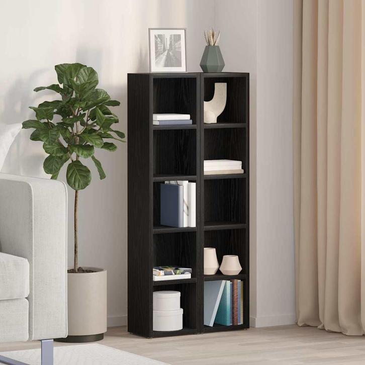 vidaXL CD-kasten 2 st 21x16x93,5 cm spaanplaat zwart, Huis en Inrichting, Woonaccessoires | Cd- en Dvd-rekken, Nieuw, Verzenden