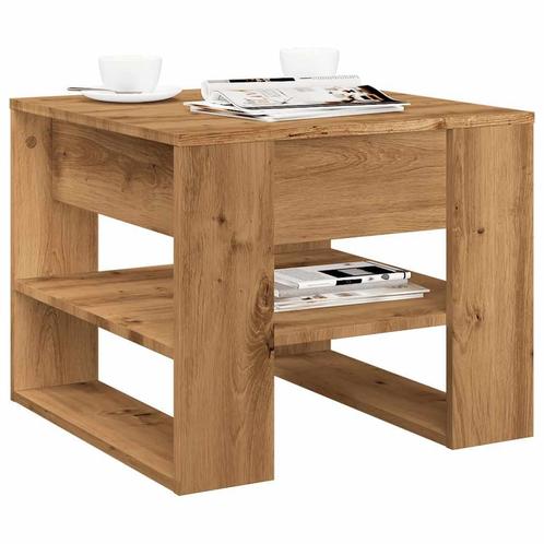 vidaXL Salontafel 55,5x55x45 cm bewerkt hout artisanaal, Huis en Inrichting, Tafels | Salontafels, 50 tot 100 cm, Nieuw, Overige houtsoorten