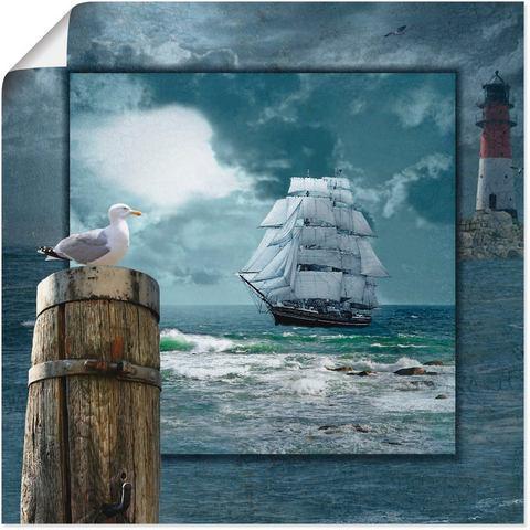 Artland Artprint Maritieme collage met zeilschip als, Huis en Inrichting, Woonaccessoires | Schilderijen, Tekeningen en Foto's