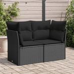 vidaXL Tuinbank 2-zits met kussens poly rattan zwart, Verzenden, Nieuw, Rotan