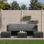 vidaXL 4-delige Loungeset met kussens poly rattan grijs, 4 zitplaatsen, Nieuw, Loungeset, Verzenden