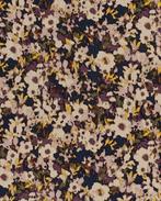 Viscose/Nylon Jersey Bloemen Aubergine, Nieuw, Paars
