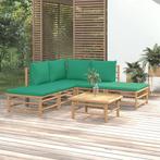 vidaXL 6-delige Loungeset met kussens bamboe groen, Verzenden, Nieuw, Hout, Loungeset