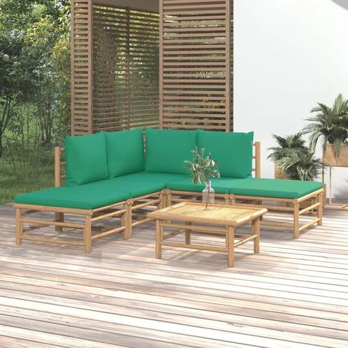 vidaXL 6-delige Loungeset met kussens bamboe groen, Tuin en Terras, Tuinsets en Loungesets, Loungeset, Nieuw, Hout, Verzenden