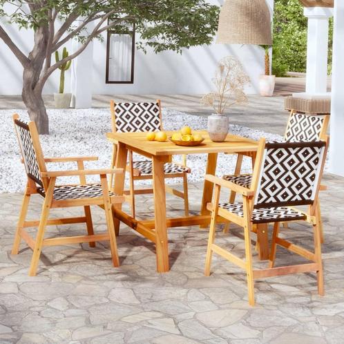 vidaXL 5-delige Tuinset massief acaciahout, Tuin en Terras, Tuinsets en Loungesets, Tuinset, Nieuw, 4 zitplaatsen, Hardhout, Verzenden