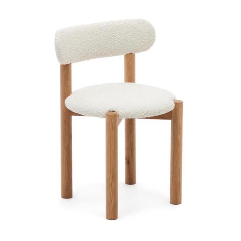 *WOONWINKEL* Kave Home Nebai Eetkamerstoel Massief Eiken Bou, Huis en Inrichting, Stoelen, Wit, Nieuw, Verzenden