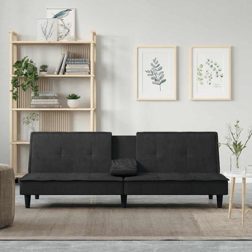 vidaXL Slaapbank met bekerhouders fluweel zwart, Huis en Inrichting, Banken | Bankstellen, Nieuw, 200 tot 250 cm, Stof, Verzenden