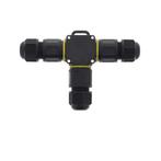 Kabelverbinder-T 3 polig IP68 waterdicht zwart 8-10mm kabel, Ophalen of Verzenden, Nieuw