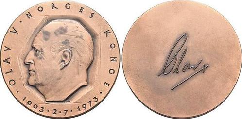 Bronze-medaille 1973 Norwegen Olaf V 1957-1991, Postzegels en Munten, Penningen en Medailles, Verzenden