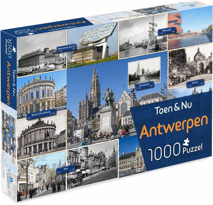 Toen & Nu - Antwerpen Puzzel (1000 stukjes) | Tuckers Fun, Hobby en Vrije tijd, Denksport en Puzzels, Nieuw, Verzenden