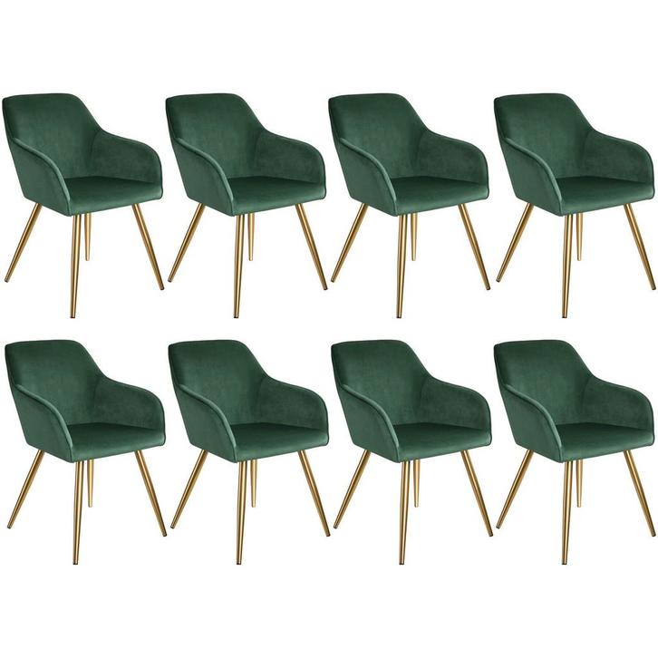 Eetkamerstoel Marilyn fluweellook, gouden poten - donkergroe, Huis en Inrichting, Stoelen, Verzenden