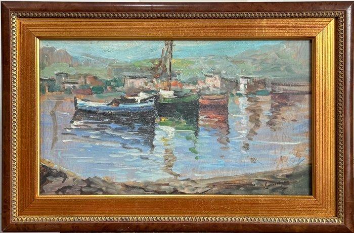 Vincenzo Laricchia (1940-2017) - Marina con barche, Antiek en Kunst, Kunst | Schilderijen | Klassiek