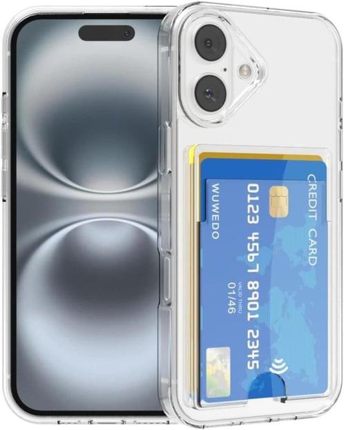 iPhone 16 Transparant TPU Hoesje Met Card Slot - Pasjesvakje, Telecommunicatie, Mobiele telefoons | Hoesjes en Frontjes | Apple iPhone
