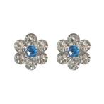 Fako Bijoux - Oorbellen - Steker - Bloem - Kristal - Blauw, Verzenden, Nieuw