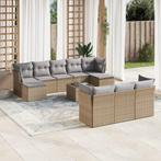 vidaXL 11-delige Tuinset met kussens poly rattan beige, Verzenden, Nieuw, Rotan, Tuinset