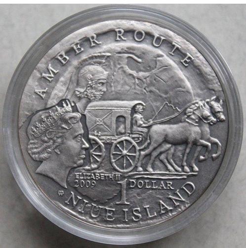 Niue. 1 Dollar 2009 Amber Route - Elbing - mit Bernstein, Postzegels en Munten, Munten | Europa | Niet-Euromunten