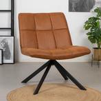 50% Korting: Industriële fauteuil Eevi cognac eco-leer, Huis en Inrichting, Fauteuils, Ophalen, Zo goed als nieuw, Leer, Industrieel, Modern