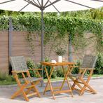 vidaXL 3-delige Bistroset poly rattan en massief hout grijs, Tuin en Terras, Verzenden, Nieuw, Hardhout