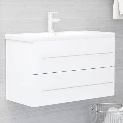 vidaXL Wastafelkast 80x38,5x48 cm bewerkt hout wit, Huis en Inrichting, Badkamer | Badkamermeubels, Nieuw, Minder dan 100 cm, Verzenden