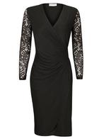 Jurk Geplooid Kant Zwart M (38), Kleding | Dames, Jurken, Verzenden, Nieuw