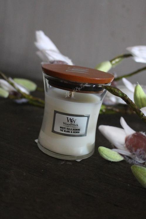WoodWick White tea & jasmine mini, Huis en Inrichting, Woonaccessoires | Kandelaars en Kaarsen, Nieuw, Ophalen of Verzenden