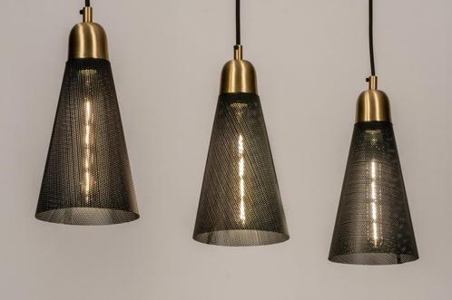Rietveld Hanglampen - Zwart, Goud - Metaal, Huis en Inrichting, Lampen | Hanglampen, Verzenden