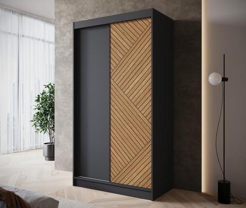 Kledingkast 120cm zwart Schuifdeuren - Garderobekast, Huis en Inrichting, Kasten | Vitrinekasten, 50 tot 75 cm, Nieuw, 200 cm of meer