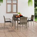 vidaXL Tuinstoelen 4 st met kussens poly rattan grijs, Tuin en Terras, Tuinstoelen, Verzenden, Nieuw, Rotan