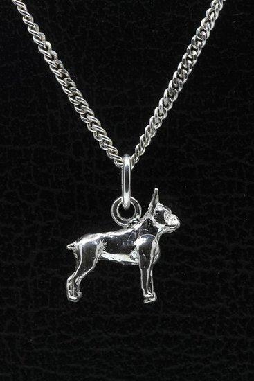 Zilveren Boston terrier ketting hanger - klein, Sieraden, Tassen en Uiterlijk, Kettinghangers, Verzenden