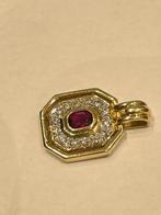 Hanger - 14 karaat Geel goud - 0.80ct. tw. Robijn - Diamant