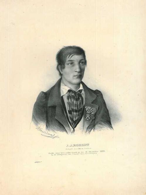 Portrait of J.J. Robert, Antiek en Kunst, Kunst | Etsen en Gravures