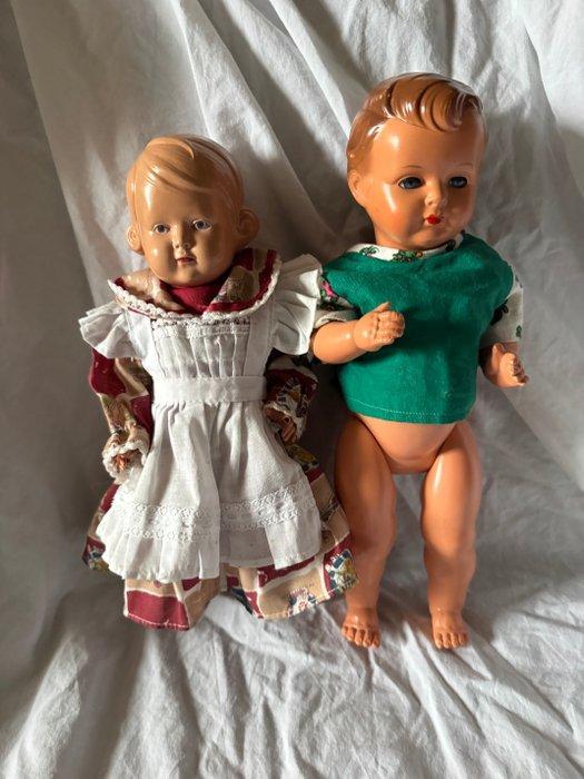 Schildkröt - Pop 2 Vintage Schildkröt Celluloid Puppen –, Antiek en Kunst, Antiek | Speelgoed