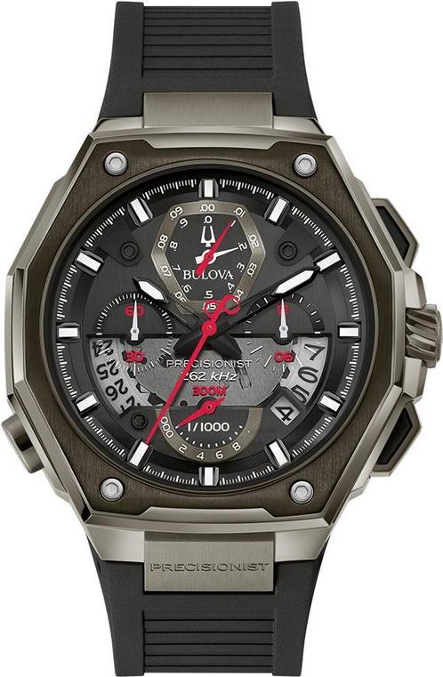 Bulova Precisionist 98B358 heren horloge 45mm, Sieraden, Tassen en Uiterlijk, Horloges | Heren, Kunststof, Nieuw, Staal, Overige merken