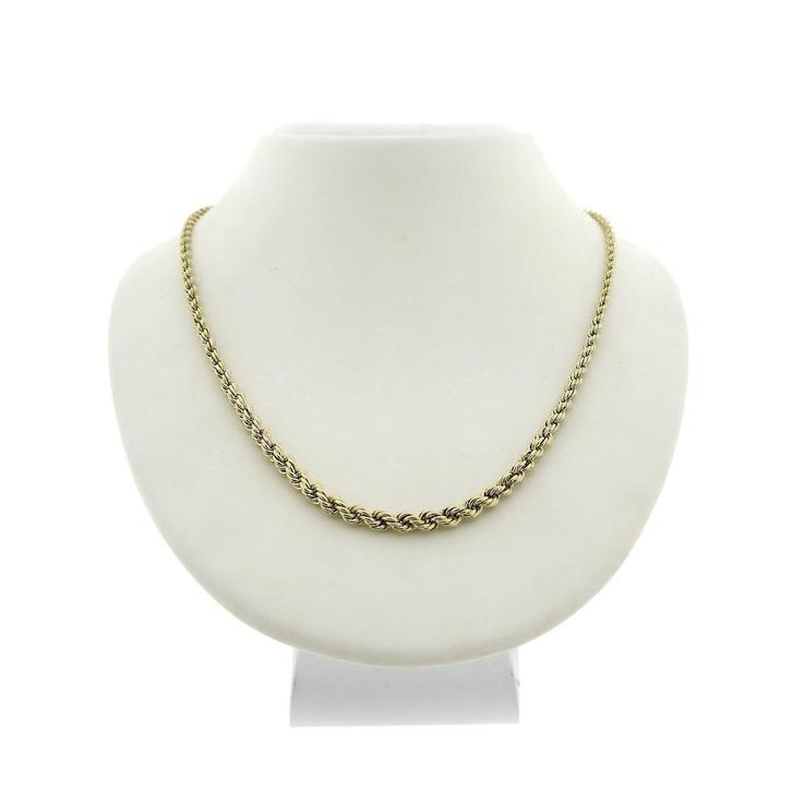 Gouden gedraaide schakelcollier (Ketting), Sieraden, Tassen en Uiterlijk, Kettingen, Overige kleuren, Gebruikt, Goud, Ophalen of Verzenden