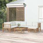 vidaXL 8-delige Loungeset met kussens bamboe crèmewit, Tuin en Terras, Verzenden, Nieuw, Hout, Loungeset