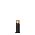 Staande buitenlamp zwart met smoke kap 30 cm IP44 - Odense, Tuin en Terras, Buitenverlichting, Nieuw, Minder dan 50 watt