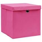 Opbergboxen met deksel 4 st 32x32x32 cm stof roze
