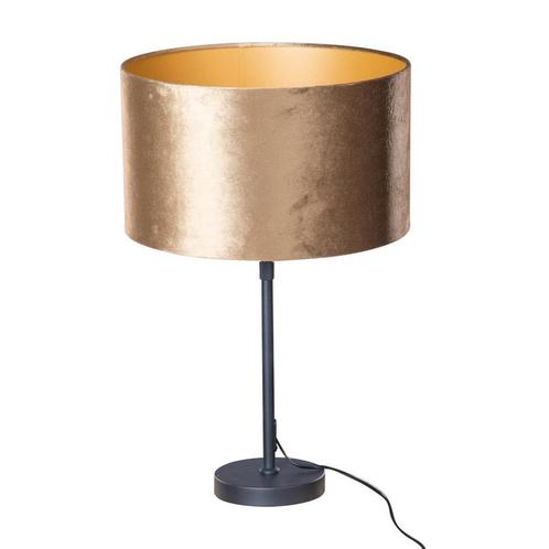 Tafellamp zwart met velours kap brons 35cm - Parte, Huis en Inrichting, Lampen | Tafellampen, Nieuw, 50 tot 75 cm