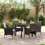 vidaXL 5-delige Tuin Eetset in Bruin van Poly Rattan, Verzenden, Nieuw, Rotan
