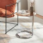 Bijzettafel Ylivieska rond 46x45 cm chroom en amberkleurig g, Huis en Inrichting, Tafels | Bijzettafels, Verzenden, Nieuw