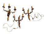 Wandkandelaar - Verguld messing - Drie wandlampen, Antiek en Kunst